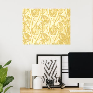 Classy Modern Abstract Leaves Art Pattern Gold Folie Afdrukken