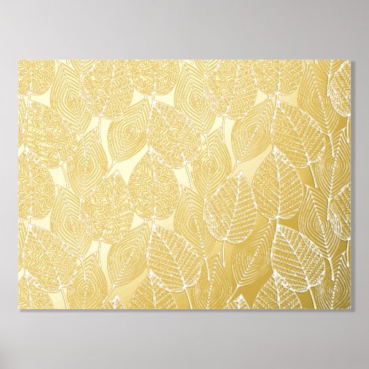 Classy Modern Abstract Leaves Art Pattern Gold Folie Afdrukken (Voorkant)