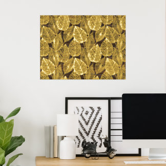 Classy Modern Abstract Leaves Art Pattern Gold Folie Afdrukken