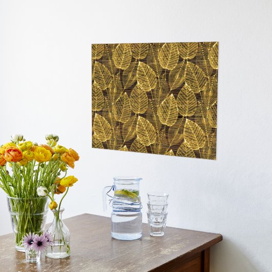 Classy Modern Abstract Leaves Art Pattern Gold Folie Afdrukken (Laag (Keuken))