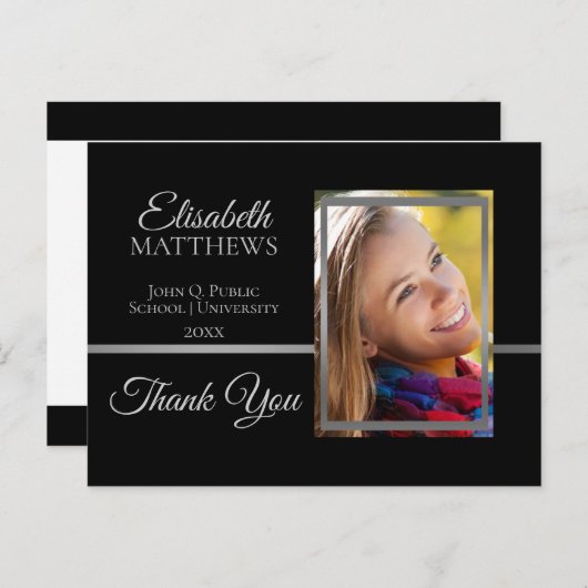 Classy Modern Afstuderen Naam Foto Dank u Briefkaart (Voorkant / Achterkant)