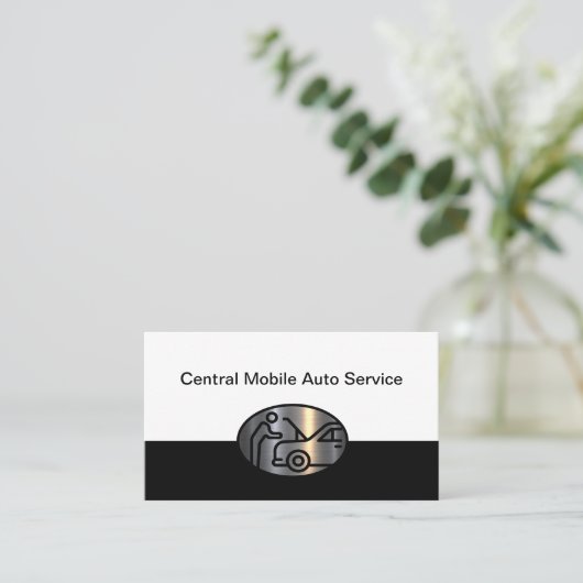 Classy Modern Auto Mechanic Roadside Assistance Visitekaartje (Staand voorkant)