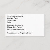 Classy Modern Auto Mechanic Roadside Assistance Visitekaartje (Achterkant)