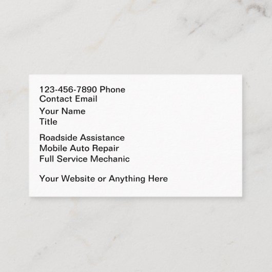 Classy Modern Auto Mechanic Roadside Assistance Visitekaartje (Achterkant)