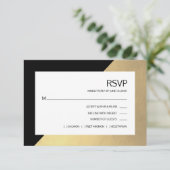 Classy Modern Black Faux Gold Foil RSVP Menu (Staand voorkant)