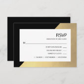 Classy Modern Black Faux Gold Foil RSVP Menu (Voorkant / Achterkant)