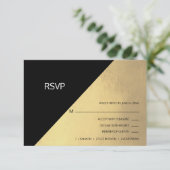 Classy Modern Black Faux Gold Foil RSVP Menu (Staand voorkant)