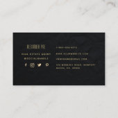 Classy Modern Black Gold Pineapple Real Estate Visitekaartje (Achterkant)