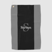 Classy Modern Black Gray Monogram op maat Golfhanddoek (Voorkant)