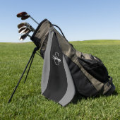 Classy Modern Black Gray Monogram op maat Golfhanddoek (Groen)