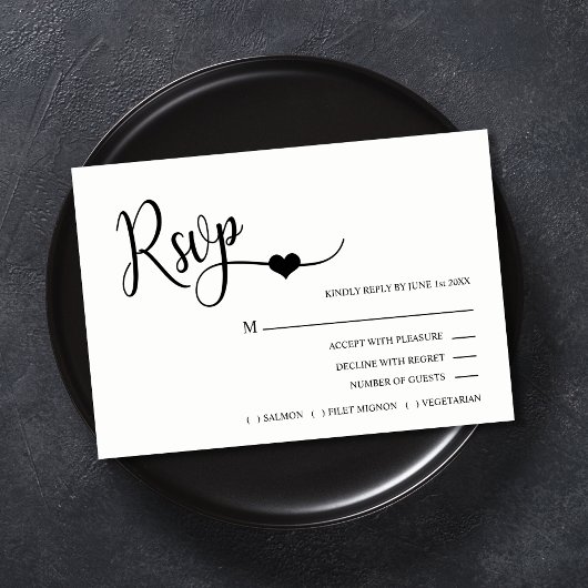 Classy Modern Black & White Menu Weddenschap