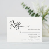 Classy Modern Black & White RSVP Menu Weddenschap (Staand voorkant)