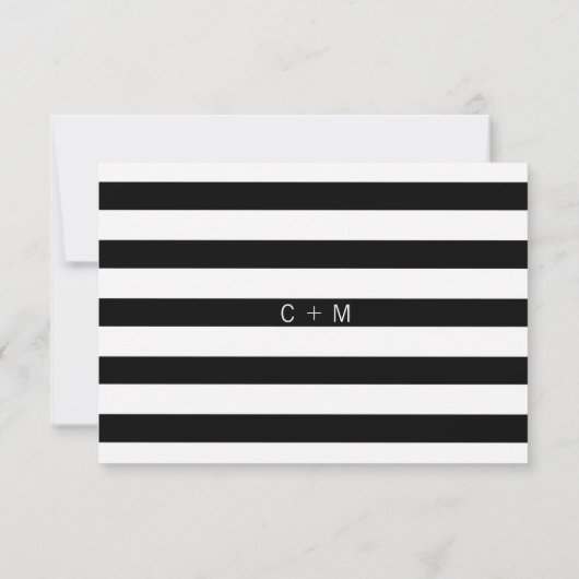 Classy Modern Black & White RSVP Menu Weddenschap (Achterkant)