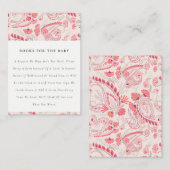 Classy Modern Blush Paisley Books for Baby shower Informatiekaartje (Voorkant / Achterkant)
