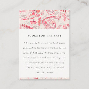 Classy Modern Blush Paisley Books for Baby shower Informatiekaartje