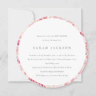 Classy Modern Blush Paisley Typography Baby shower Kaart