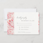 Classy Modern Blush Paisley Typography Wedding RSVP Kaartje (Voorkant)