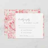 Classy Modern Blush Paisley Typography Wedding RSVP Kaartje (Voorkant / Achterkant)