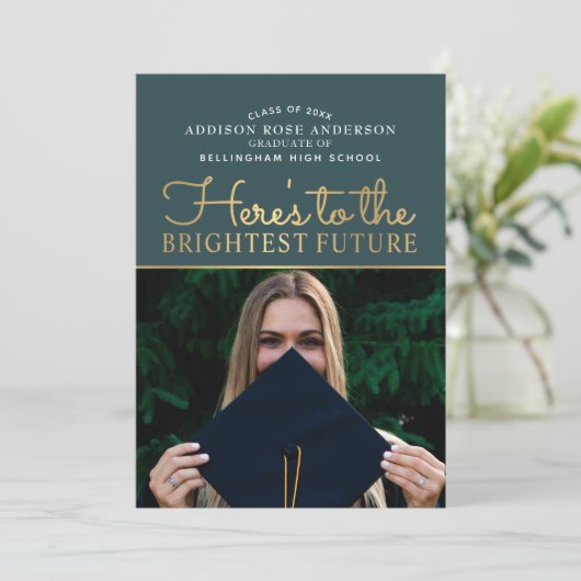 Classy Modern Brighest Future Photo Invitation Kaart (Staand voorkant)