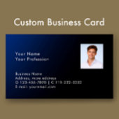 Classy Modern Custom Photo QR Code Blue Gradient Visitekaartje