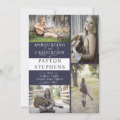 Classy Modern Dark Blue Photo Afstuderen Aankondiging (Voorkant)