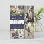 Classy Modern Dark Blue Photo Afstuderen Aankondiging (Staand voorkant)