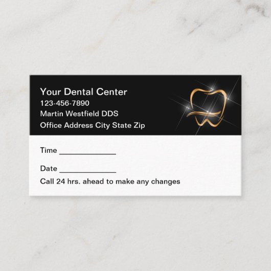 Classy Modern Dentist Office Appointment Cards  Afsprakenkaartje (Voorkant)