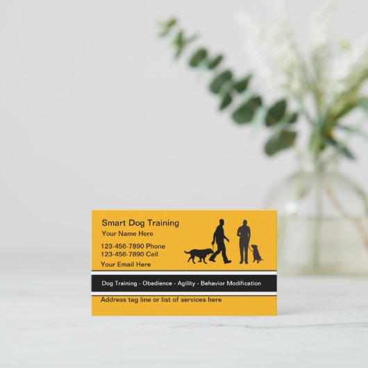 Classy Modern Dog Trainer Business Cards Visitekaartje (Staand voorkant)