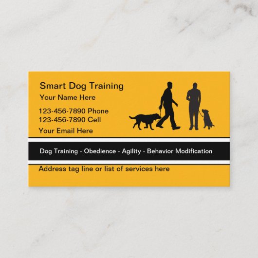 Classy Modern Dog Trainer Business Cards Visitekaartje (Voorkant)