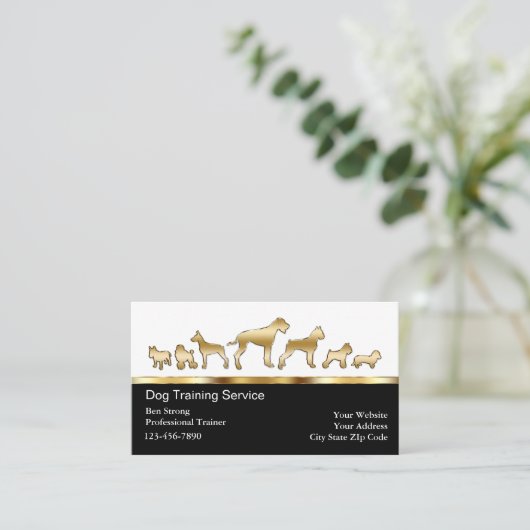 Classy Modern Dog Trainer Visitekaartjes (Staand voorkant)