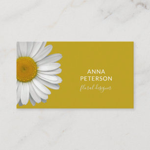 Classy Modern Elegant Daisy Flower Gold Visitekaartje