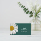 Classy Modern Elegant Daisy Flower on Teal Visitekaartje (Staand voorkant)