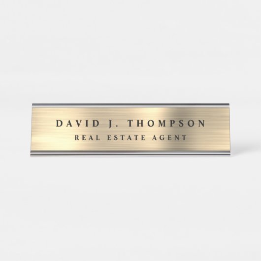 Classy Modern Executive Gold Professional Bureau Naambordje (Voorkant)