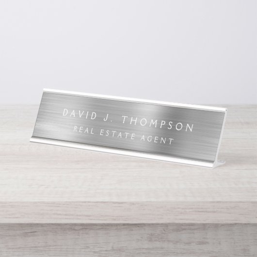 Classy Modern Executive Silver Professional Bureau Naambordje (Voorkant)