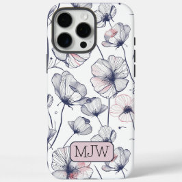 Classy Modern Floral Botanical Monogrammed iPhone iPhone 16 Pro Max Hoesje