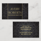 Classy Modern Floral Luxe Sparkle zwart goud Visitekaartje (Voorkant / Achterkant)