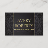 Classy Modern Floral Luxe Sparkle zwart goud Visitekaartje (Voorkant)