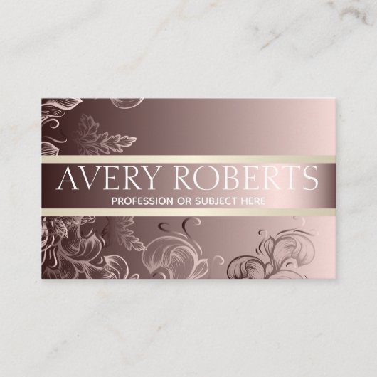 Classy Modern Floral Luxury Sparkle roos goud Visitekaartje (Voorkant)