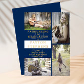 Classy Modern-foto Blauw | Goud wit Afstuderen Folie Uitnodiging