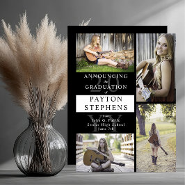 Classy Modern Foto zwart | Witte Afstuderen Aankondiging