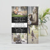 Classy Modern Foto zwart | Witte Afstuderen Aankondiging (Staand voorkant)