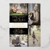 Classy Modern Foto zwart | Witte Afstuderen Folie Uitnodiging (Voorkant)