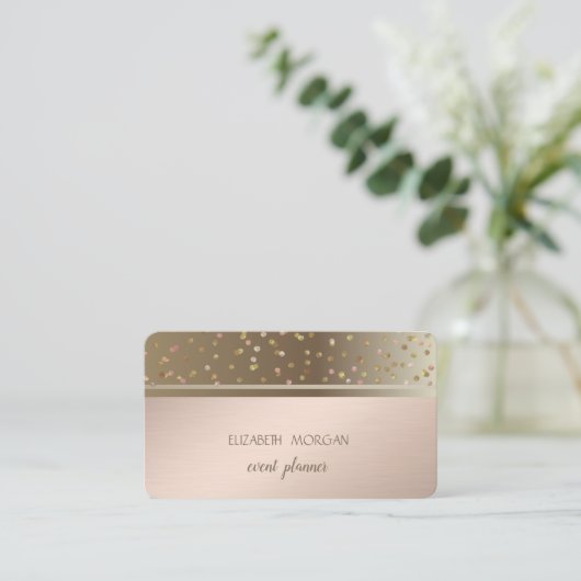 Classy Modern Geometric, Abstract, Confetti Visitekaartje (Staand voorkant)