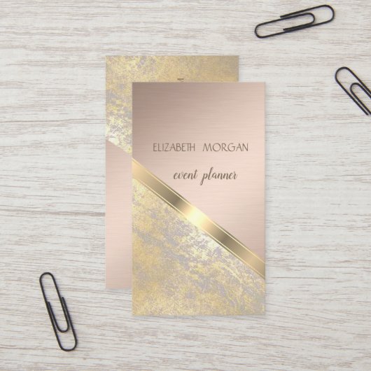 Classy Modern Geometric, Abstract Faux Gold Visitekaartje (Voorkant / Achterkant in situ)