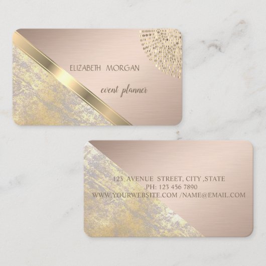 Classy Modern Geometric, Abstract Faux Gold Visitekaartje (Voorkant / Achterkant)