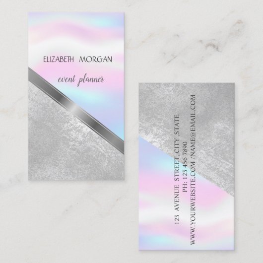 Classy Modern Geometric, Abstract Holografisch Visitekaartje (Voorkant / Achterkant)