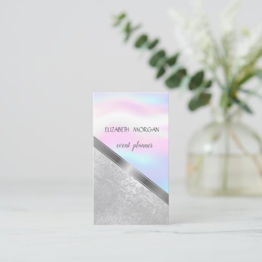 Classy Modern Geometric, Abstract Holografisch Visitekaartje (Staand voorkant)