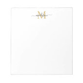 Classy Modern Girly Script Monogram Black Gold Notitieblok (Voorkant)