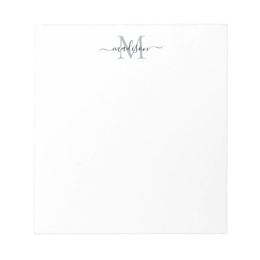 Classy Modern Girly Script Monogram zwart grijs Notitieblok (Voorkant)