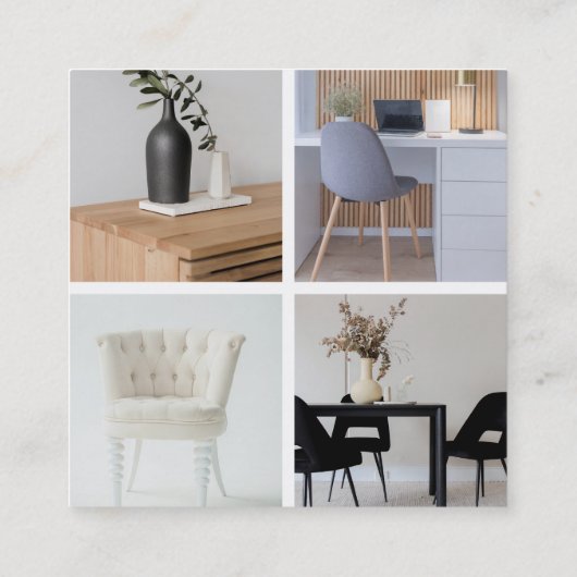 Classy Modern Gold Foil 4 Photo Social Media Icons Vierkante Visitekaartje (Achterkant)